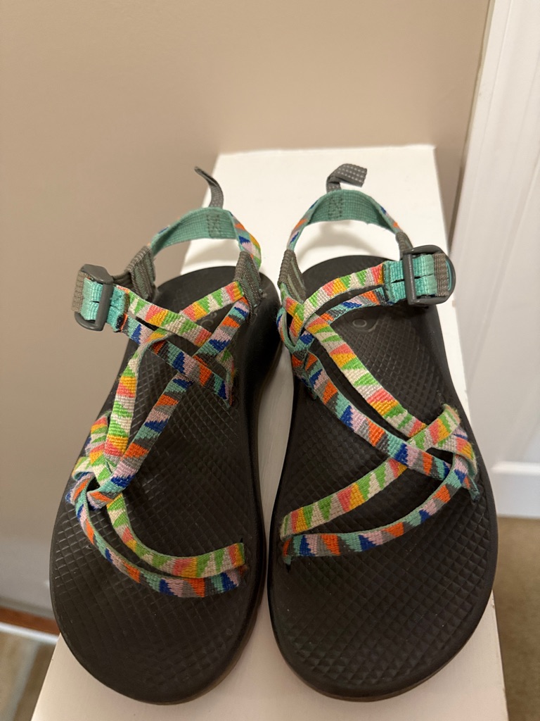 Chaco Women's Black Footbed Sandals With Multicolor Straps